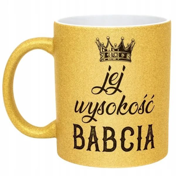 Złoty kubek brokatowy Dzień Babci Dla Babci Prezent Upominek