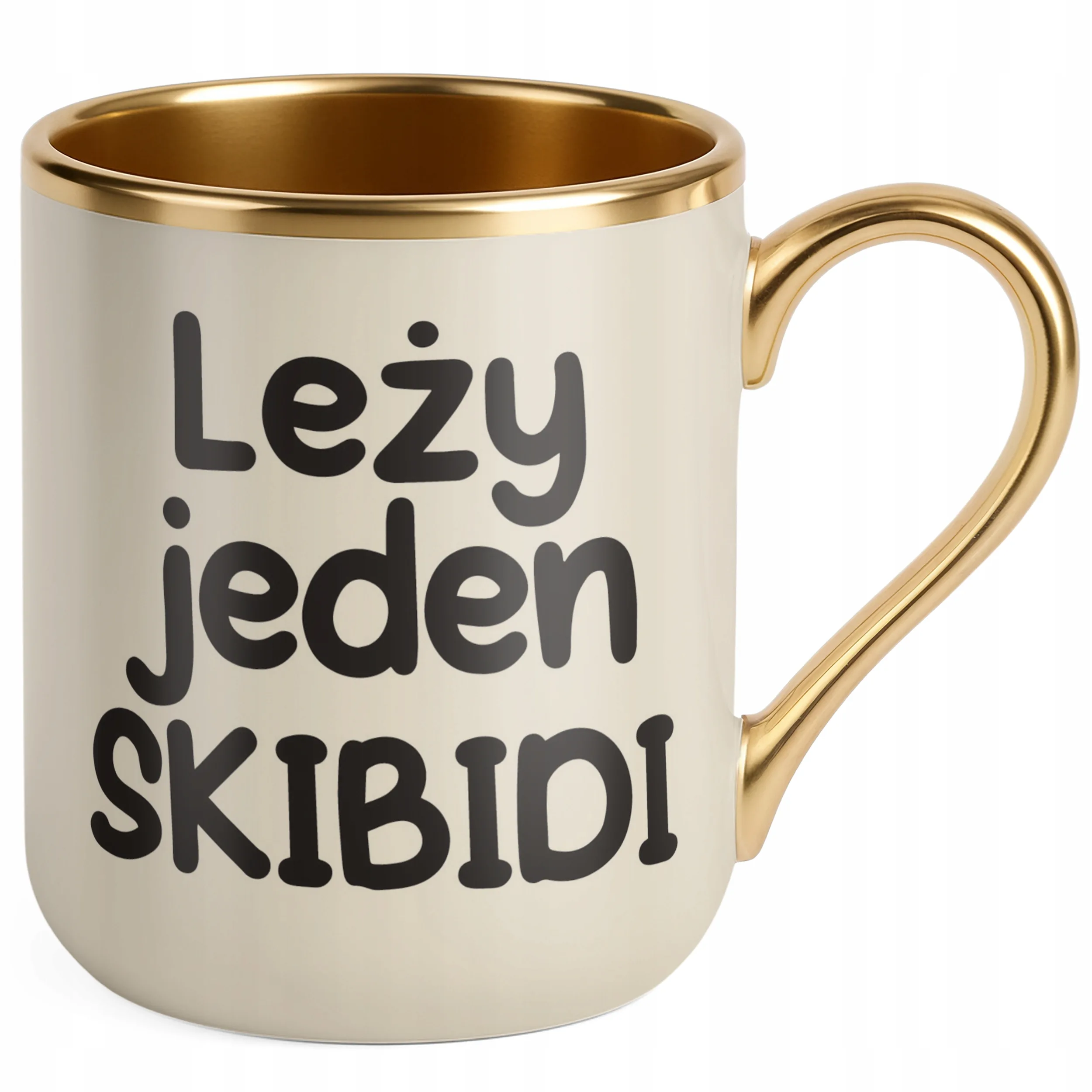 Kubek Premium Złoty Ecru Leży Jeden Skibidi Śmieszny Zabawny