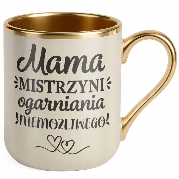 Kubek Premium Złoty Ecru Dzień Matki Prezent Mama Mistrzyni Ogarniania