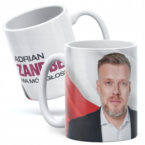 Kubek ceramiczny Adrian Zandberg Ma Mój Głos #Zandberg2025 Razem