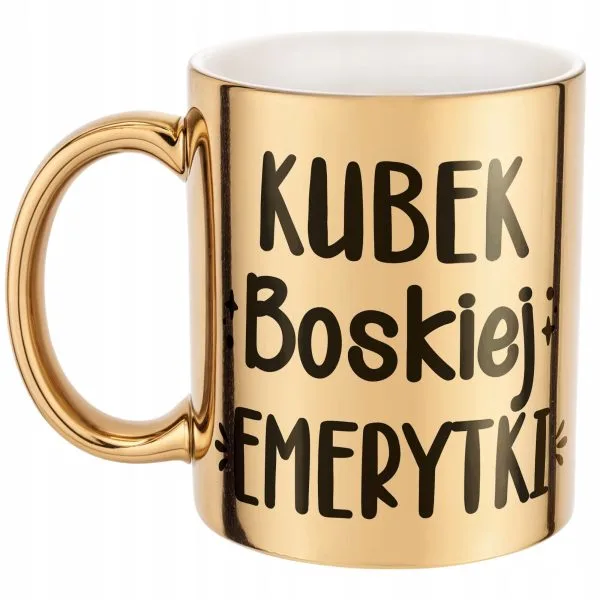 Złoty Kubek ceramiczny z okazji Emerytury Dla Emerytki Prezent Upominek