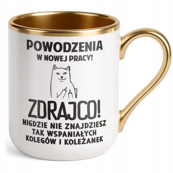 Kubek Premium Złoty Na Pożegnanie Odejście z Pracy Zabawny Prezent