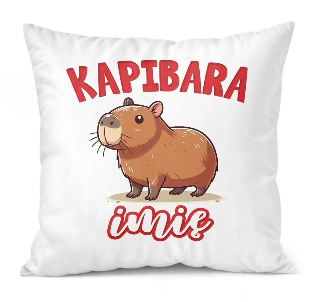 Poduszka 38x38cm Personalizowana Kapibara Capybara Zwierzak Dla Dzieci