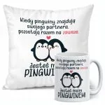 Zestaw Kubek + Poduszka 38×38 cm Walentynki Jesteś Moim Pingwinem Prezent
