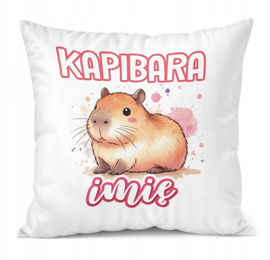 Poduszka 38x38cm Personalizowana Kapibara Capybara Zwierzak Dla Dzieci