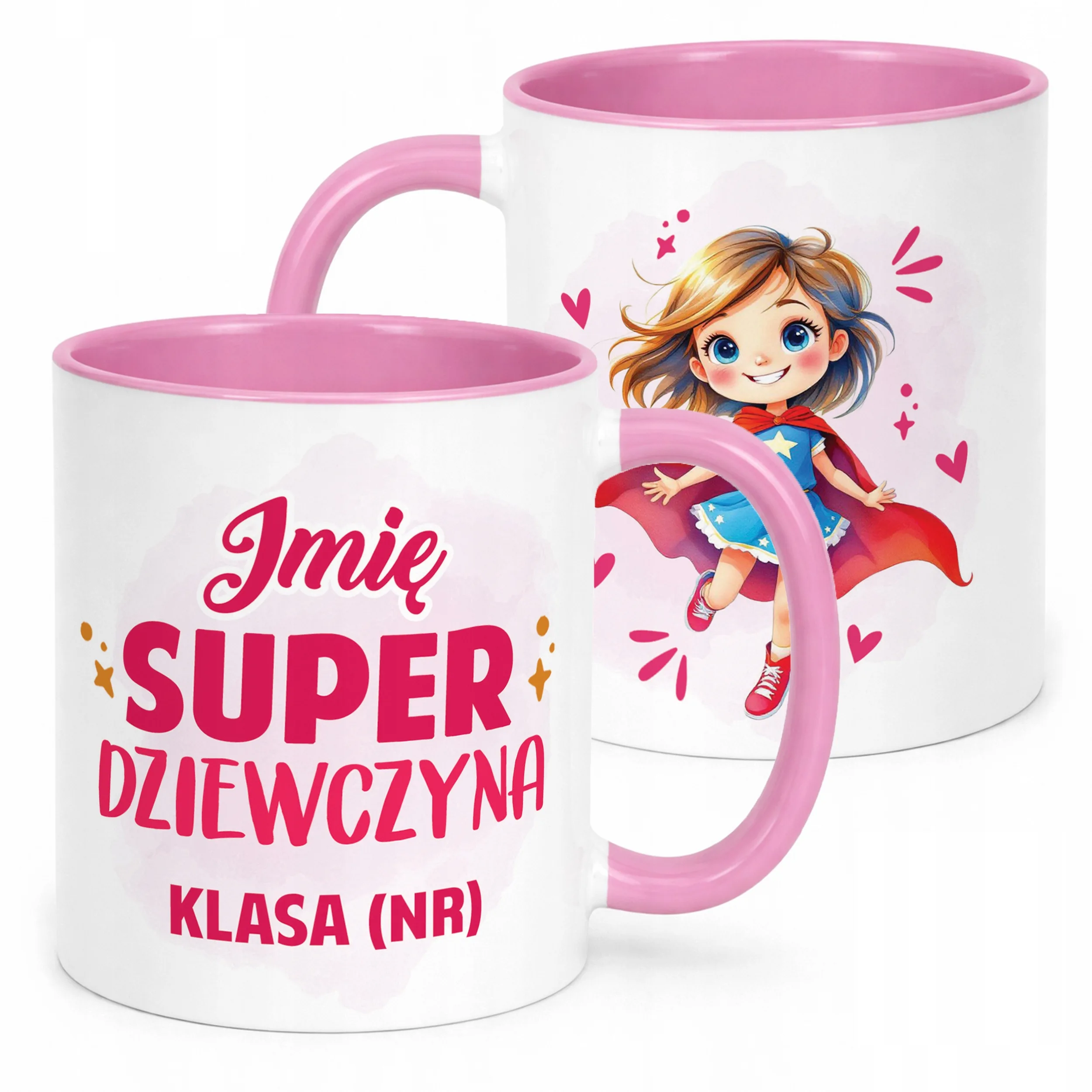 Kubek Różowy Z Imieniem Klasa Dzień Kobiet Dla Dziewczynki Prezent