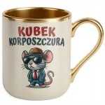 Kubek Premium Złoty Ecru Kubek Korposzczura Praca Korporacja Zabawny