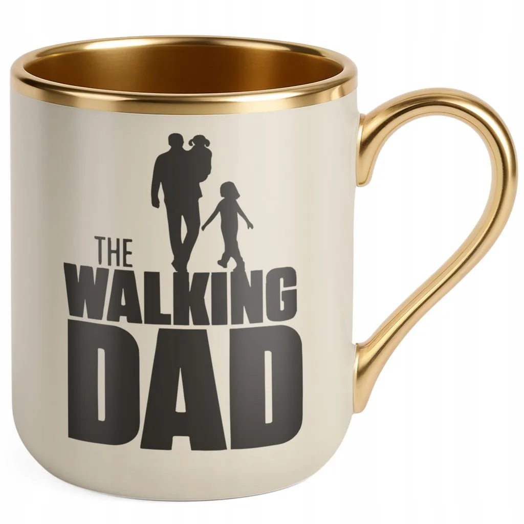 Kubek Premium Złoty Ecru Dzień Ojca Dla Taty The Walking Dad Prezent