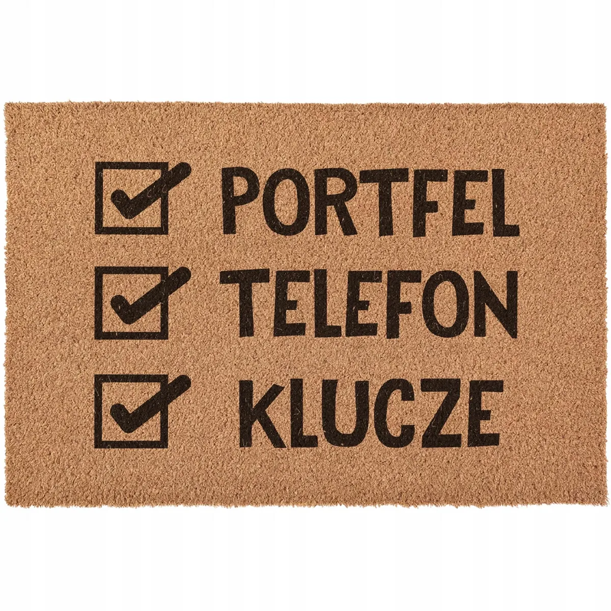 Wycieraczka Portfel Telefon Klucze checklist pod drzwi kokosowa 60×40