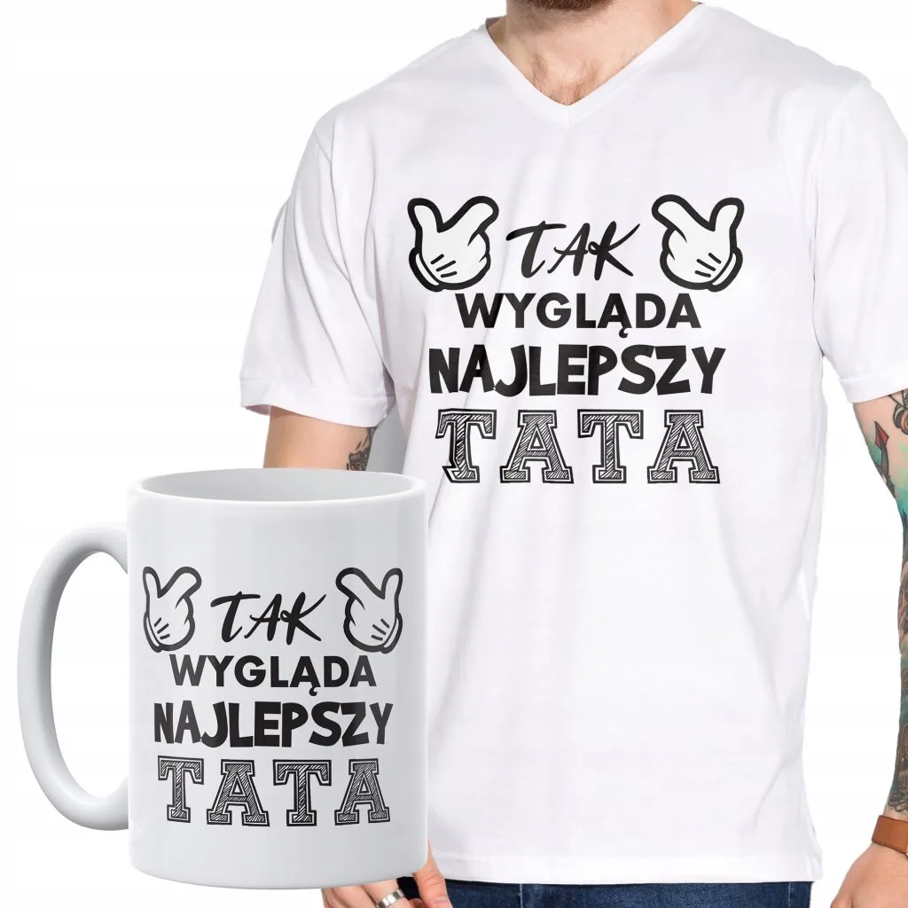 Zestaw koszulka bawełniana + kubek Dzień Ojca Prezent Upominek