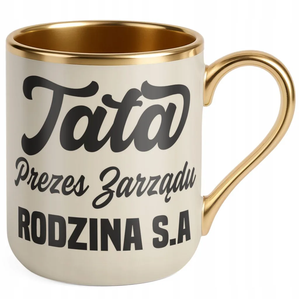 Kubek Premium Złoty Ecru Dzień Ojca Dla Taty Prezes Zarządu Rodzina