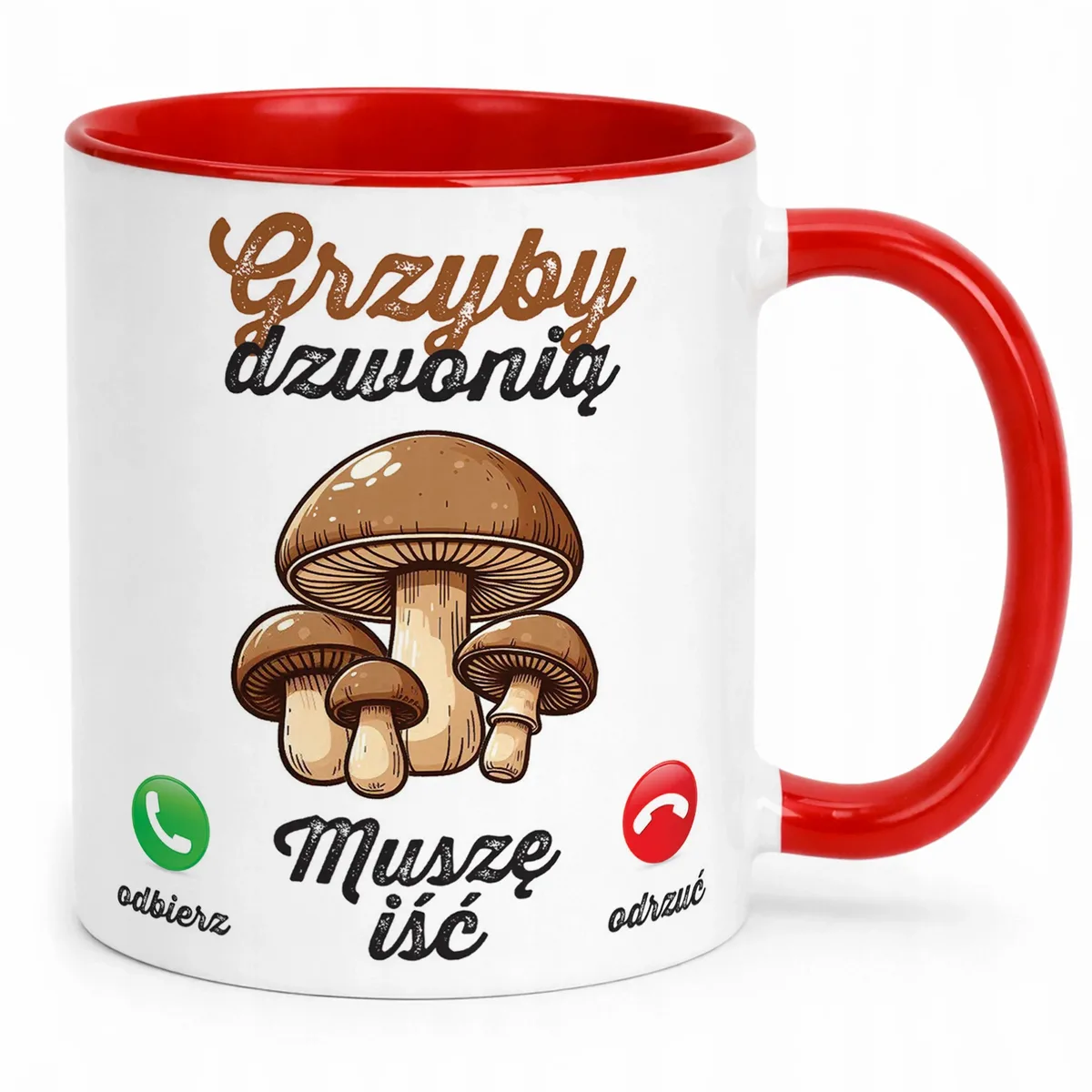 Kubek Czerwony Grzyby Dzwonią Dla Grzybiarzy Prezent Upominek