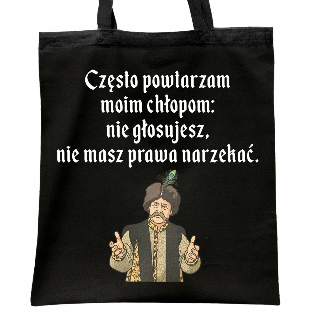 Torba bawełniana czarna na zakupy 1670 Często Powtarzam Moim Chłopom