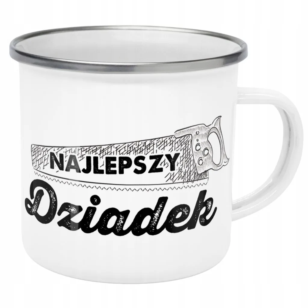 Emaliowany Kubek Garnuszek 300 ml Dzień Dziadka Prezent Najlepszy Dziadek