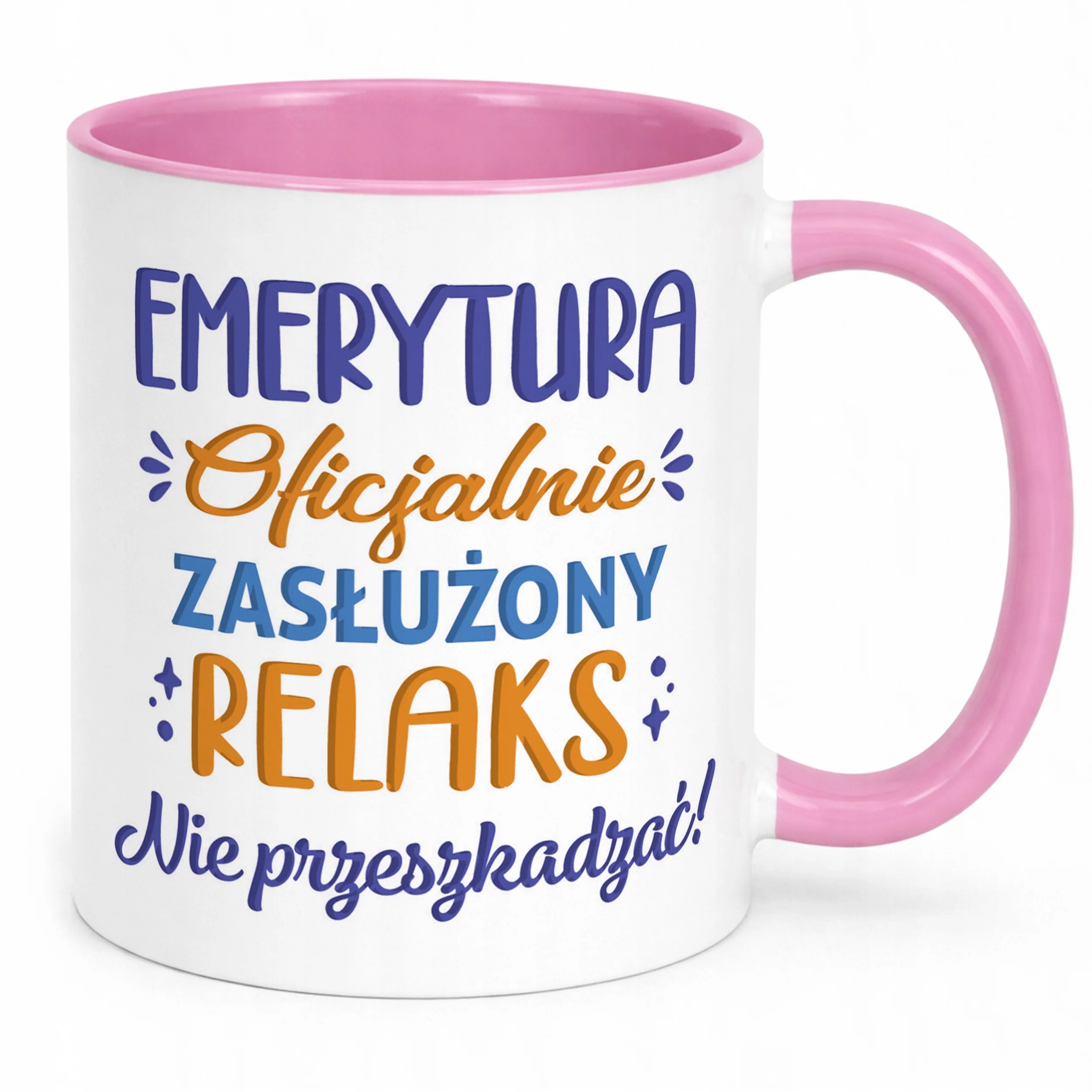Kubek Różowy z okazji Emerytury Dla Emeryta Emerytki Prezent Upominek