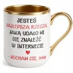 Kubek Premium Złoty Personalizowany Na Walentynki Kocham Cię Prezent