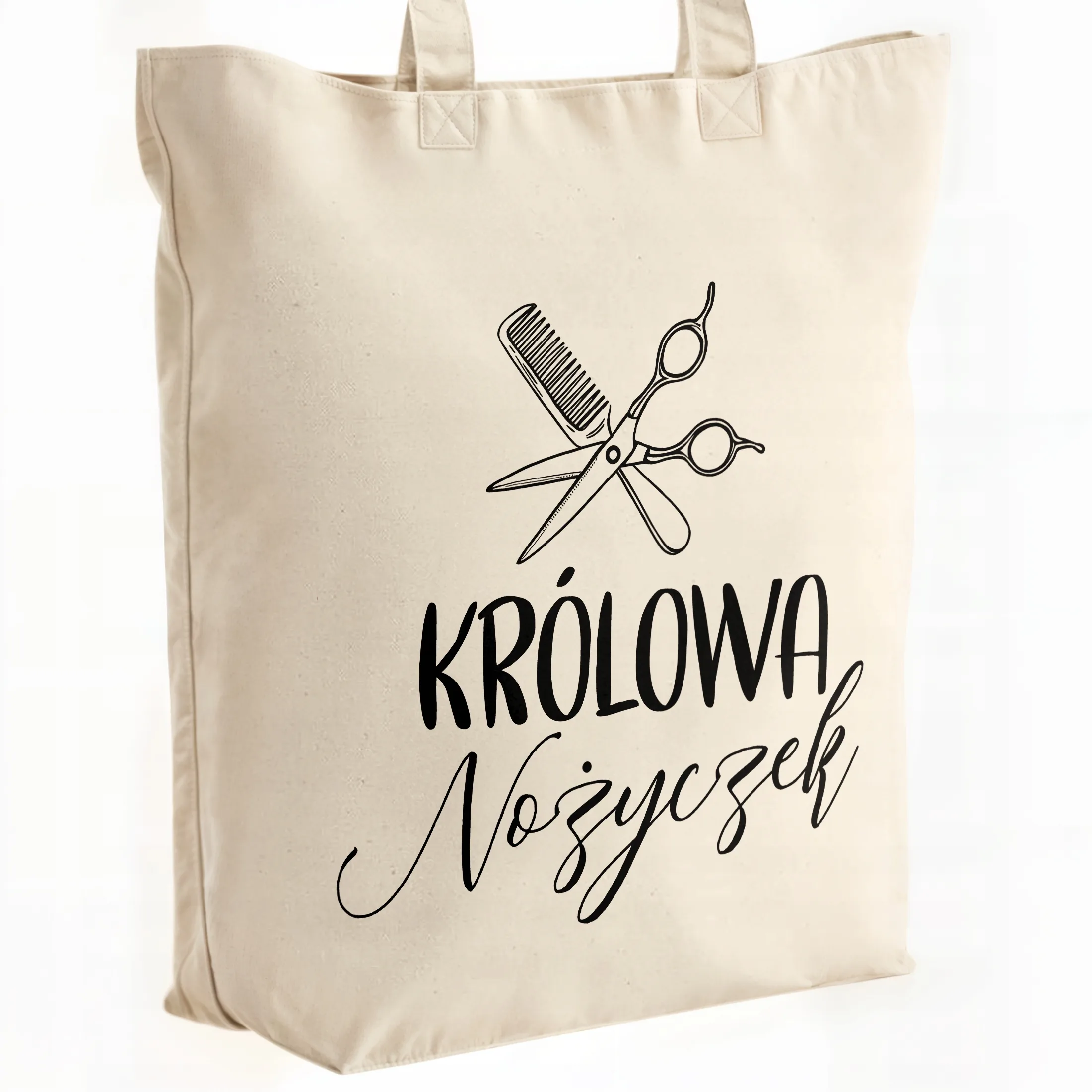 Torba bawełniana premium Królowa Nożyczek Fryzjerka Prezent