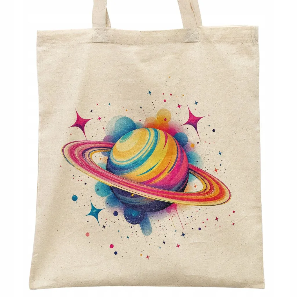 Torba bawełniana na zakupy Planeta Saturn Abstrakcja Prezent