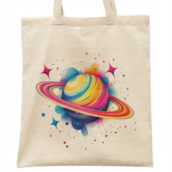 Torba bawełniana na zakupy Planeta Saturn Abstrakcja Prezent