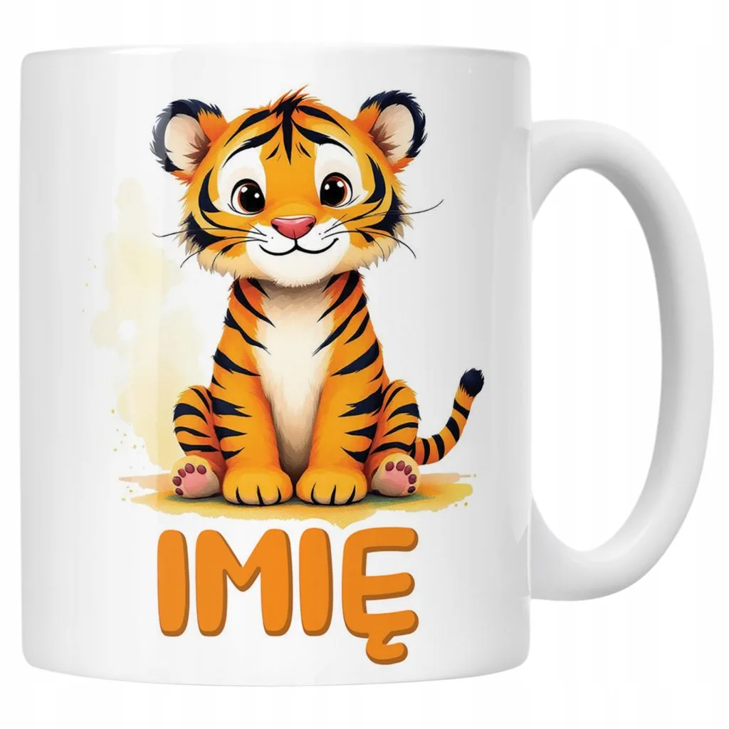 Kubek ceramiczny personalizowany Tygrys Zwierzak Słodki Dla Dzieci