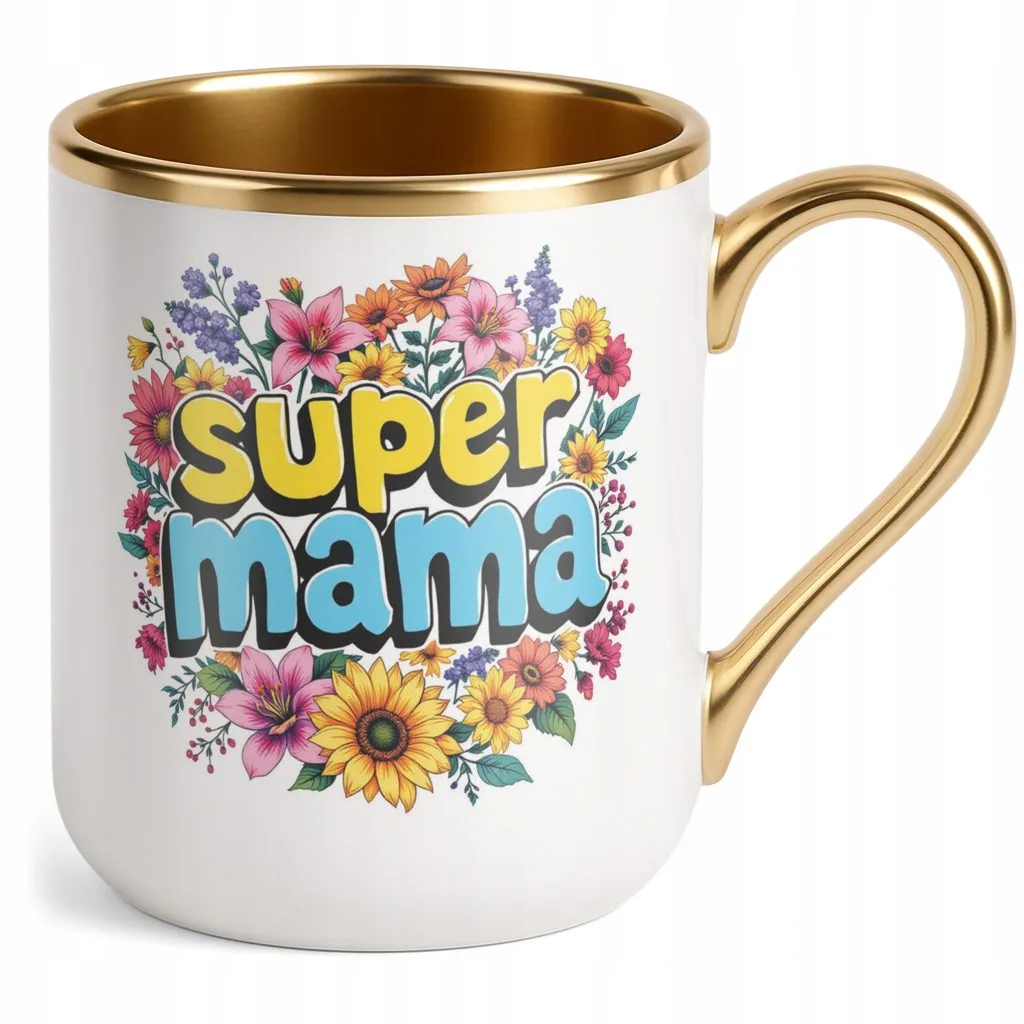 Kubek Premium Złoty Dzień Matki Dla Mamy Prezent Upominek Super Mama