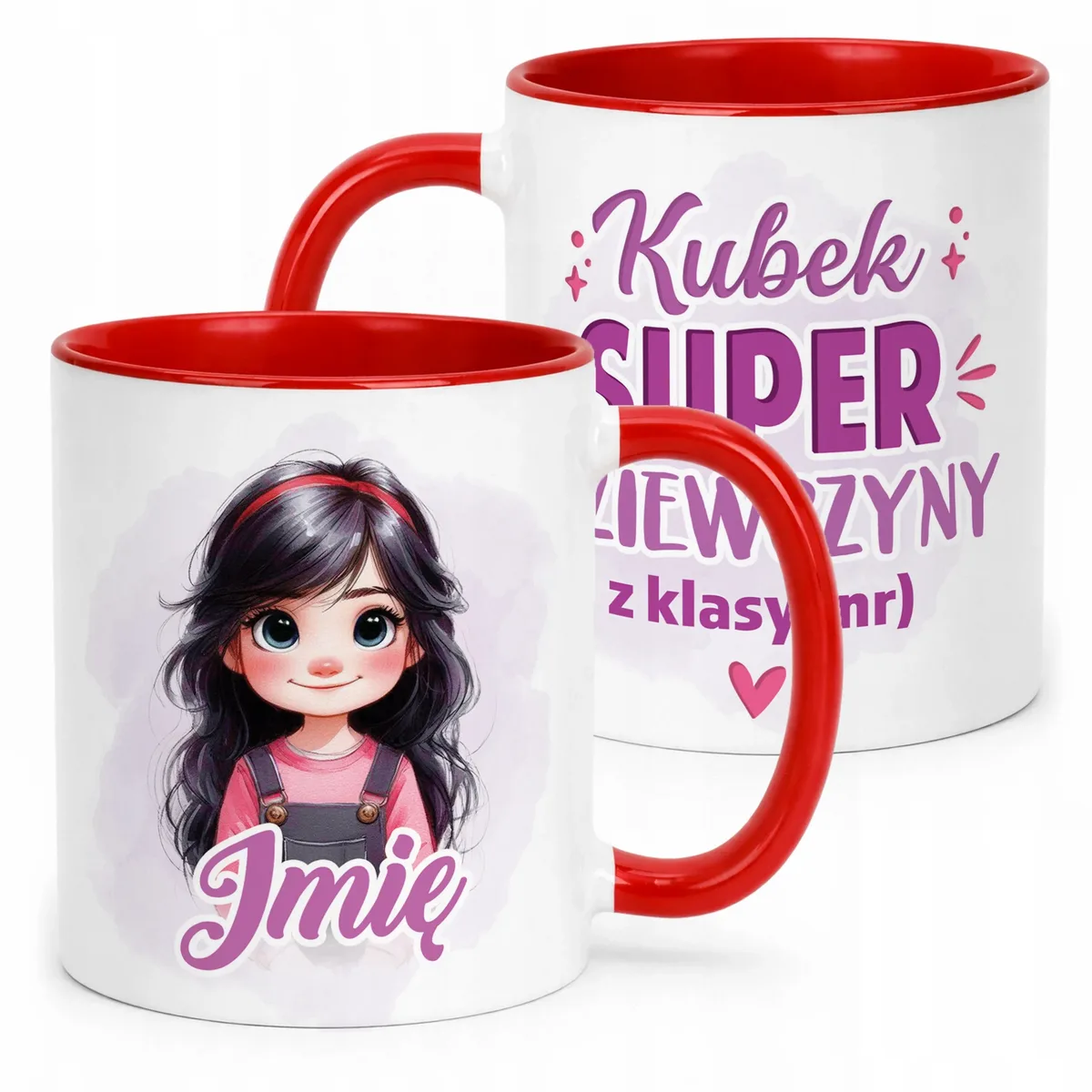 Kubek Czerwony Z Imieniem Klasa Dzień Kobiet Dla Dziewczynki Prezent