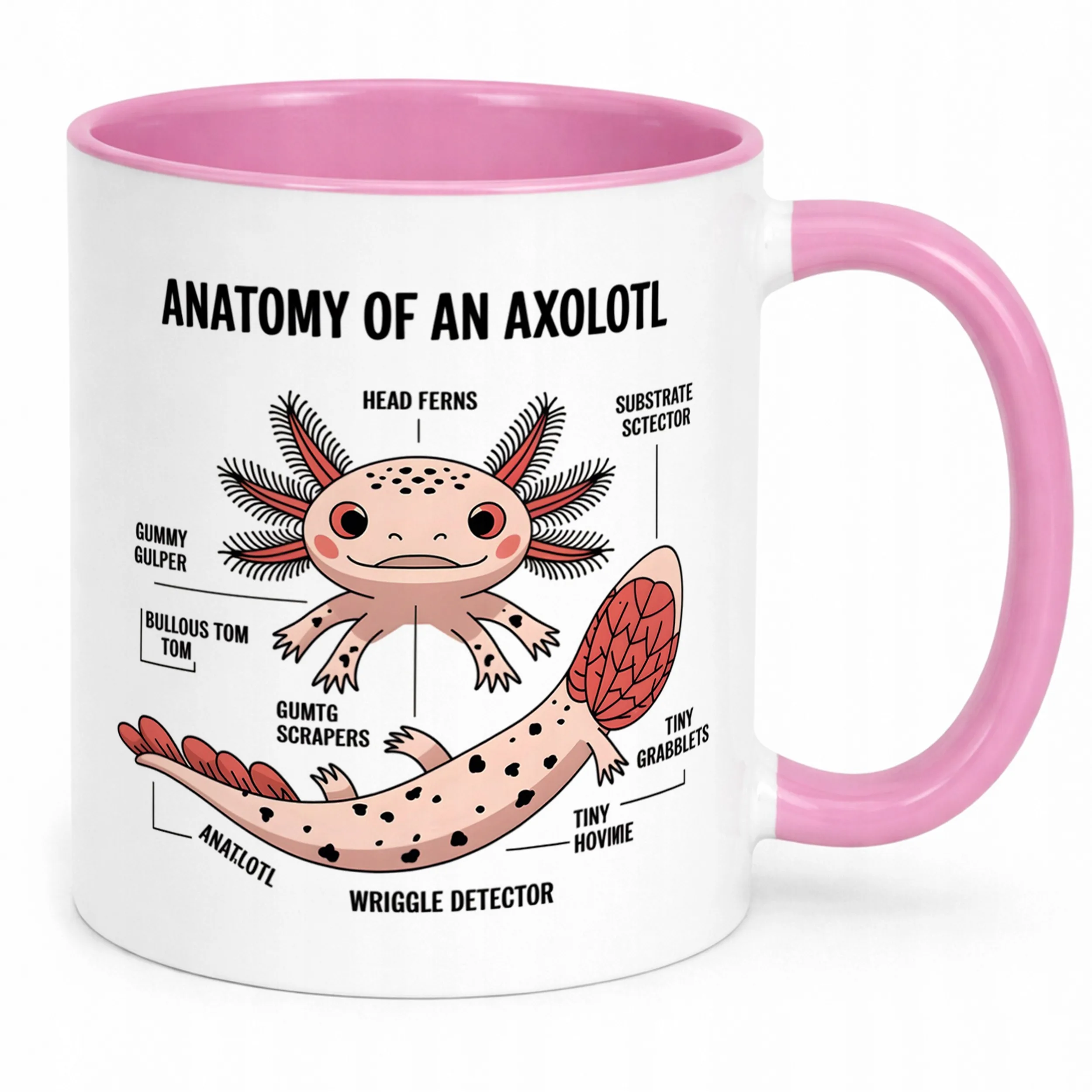 Różowy kubek z motywem gier Aksolotl Axolotl Mine craft Różowy Zwierzak OK