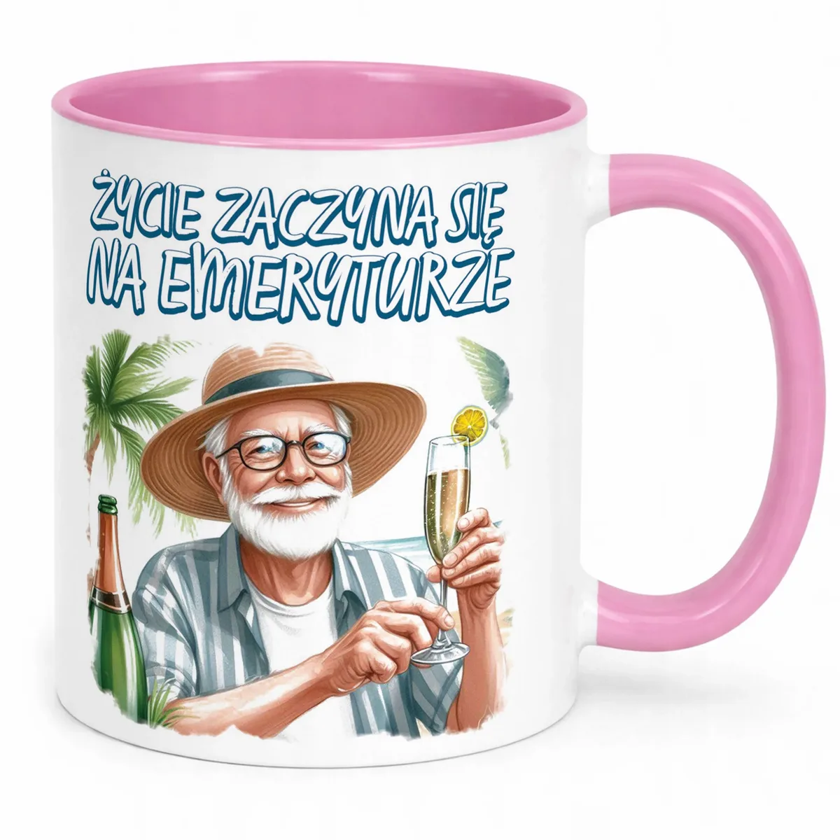 Kubek Różowy Z okazji Emerytury Dla Emeryta Prezent Upominek
