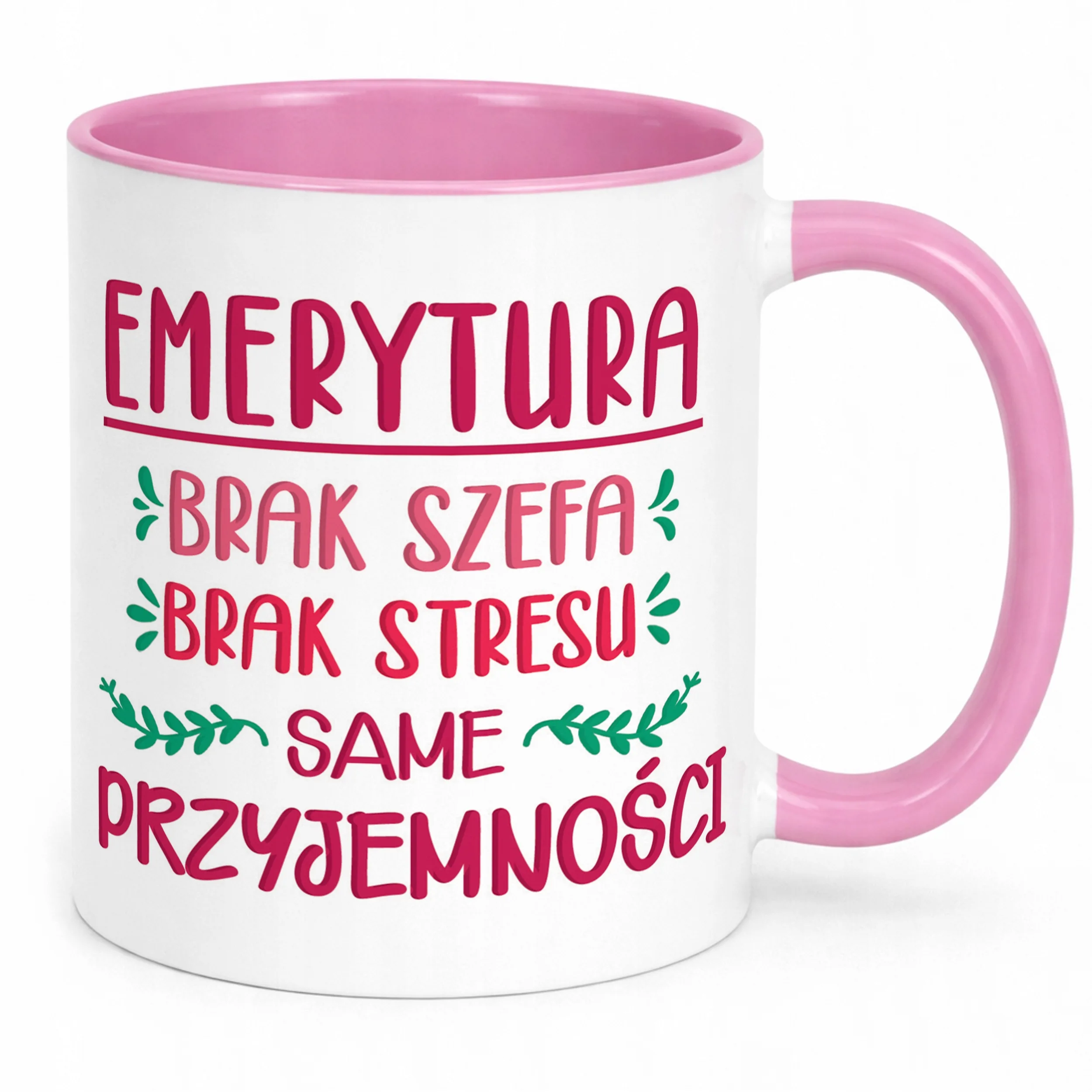 Kubek Różowy z okazji Emerytury Dla Emeryta Emerytki Prezent Upominek