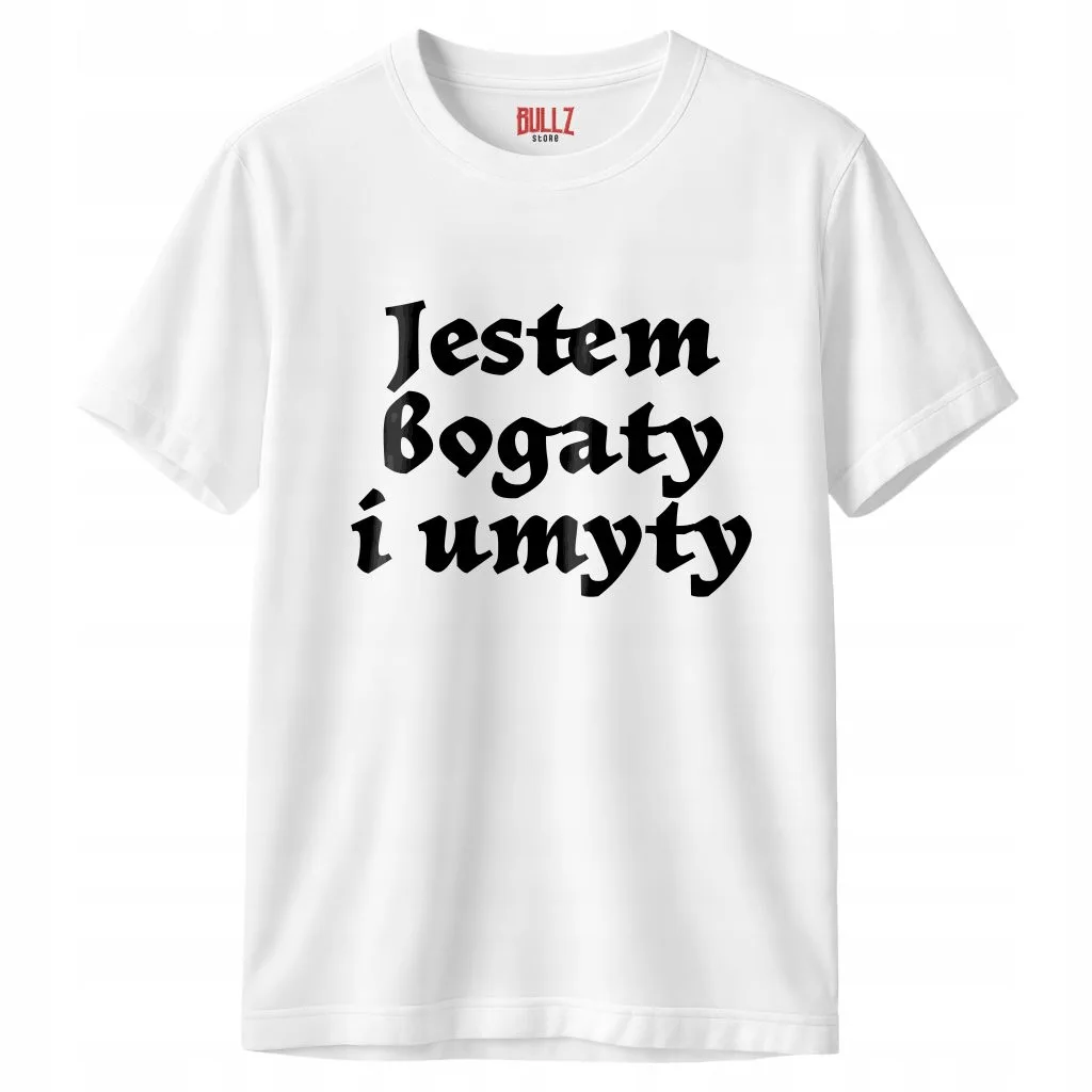 Koszulka biała męska 1670 Jestem Bogaty i Umyty r. 3XL