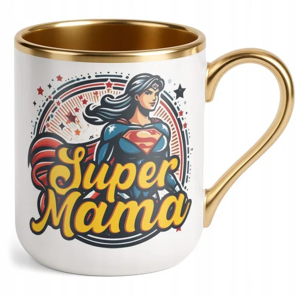 Kubek Premium Złoty Dzień Matki Dla Mamy Prezent Upominek Super Mama