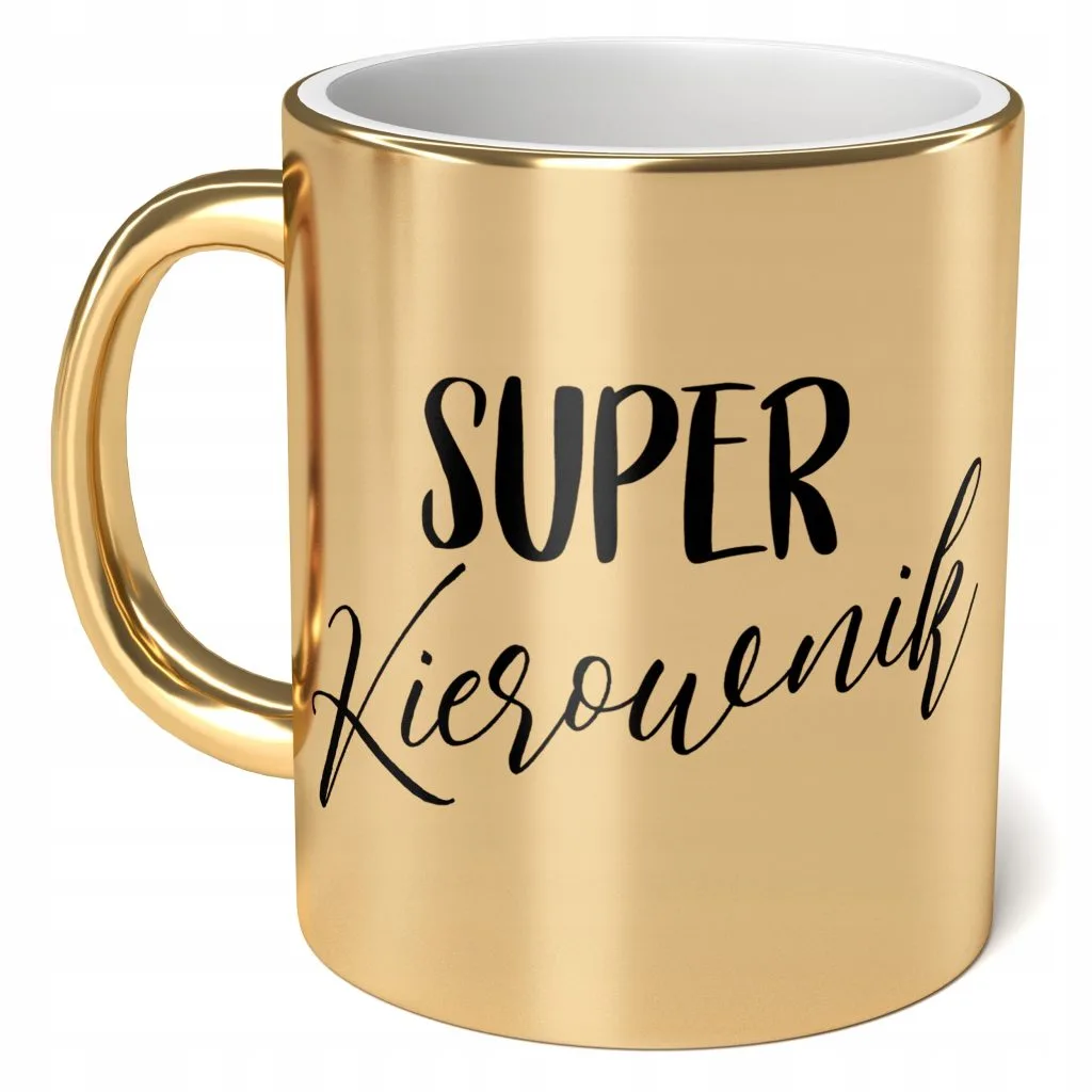 Kubek Złoty ceramiczny 330ml Super Kierownik Dla Kierownika Prezent