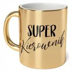 Kubek Złoty ceramiczny 330ml Super Kierownik Dla Kierownika Prezent