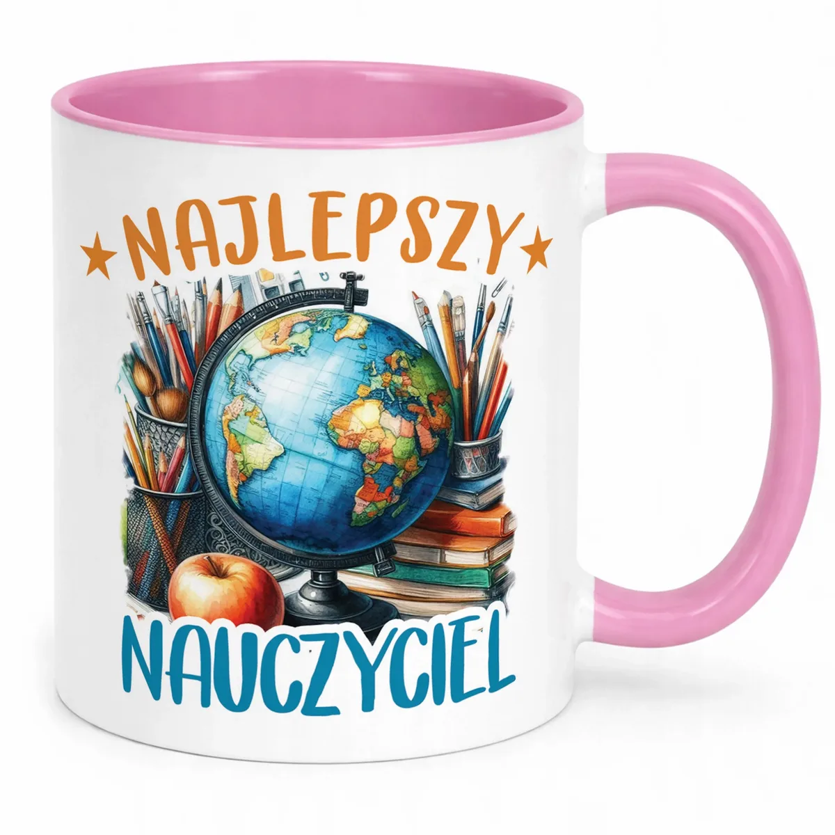 Kubek Różowy Najlepszy Nauczyciel Dzień Nauczyciela Prezent