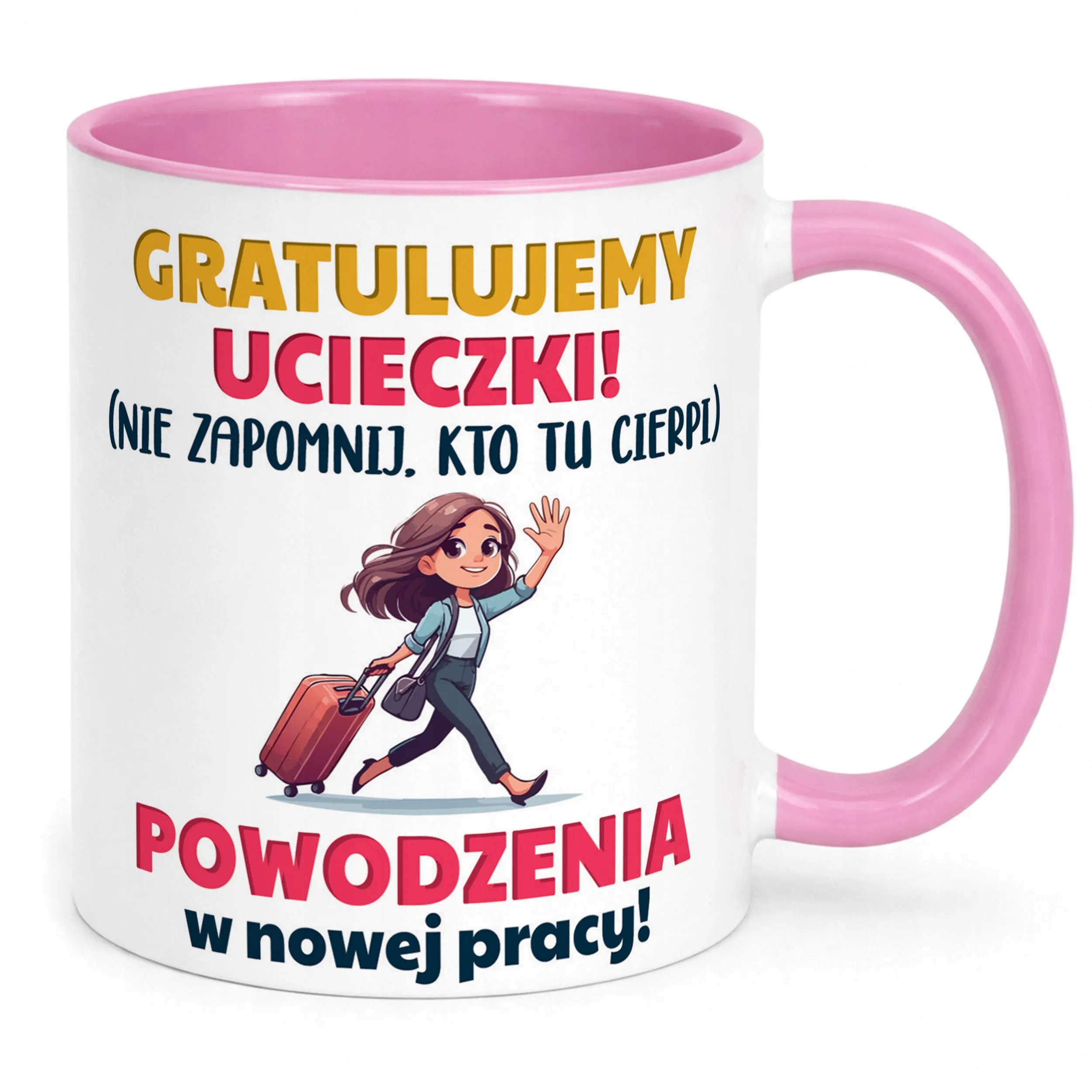 Kubek Różowy Pożeganie Odejście z Pracy Dla Koleżanki Prezent