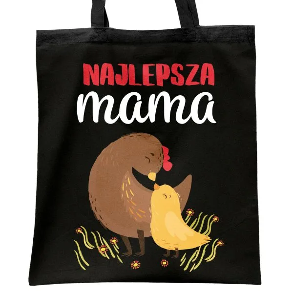 Torba bawełniana czarna na zakupy Dzień Matki Najlepsza Mama Prezent