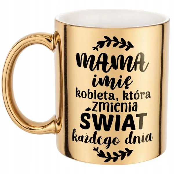 Złoty Kubek ceramiczny Personalizowany Dzień Matki Dla Mamy Prezent