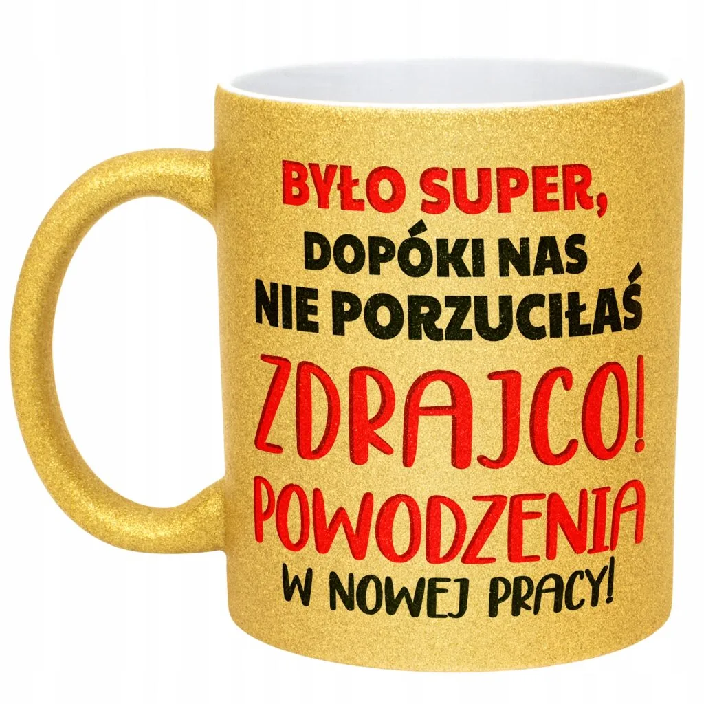 Złoty kubek brokatowy Na Pożegnanie Odejście z Pracy Dla Koleżanki Prezent