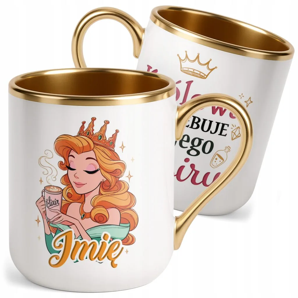 Kubek Premium Złoty Personalizowany Dzień Kobiet Zabawny Prezent Upominek