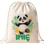 Plecak bawełniany Personalizowany Panda Zwierzak Słodki Dla Dzieci