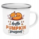 Emaliowany Kubek Garnuszek Jesienny Jesień Hello Pumpkin Dynia Prezent
