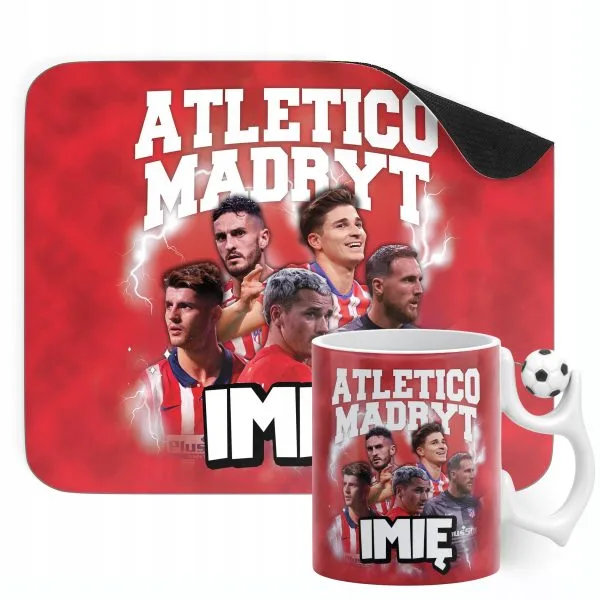 Zestaw personalizowany Kubek Piłkarski + Podkładka pod mysz Atlético