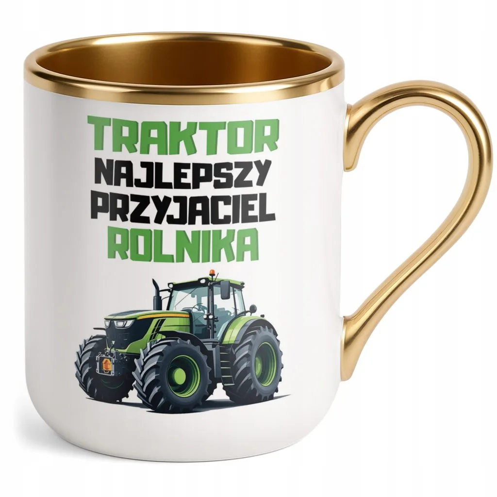 Kubek Premium Złoty Rolnik Dla Rolnika Traktor Zabawny Prezent