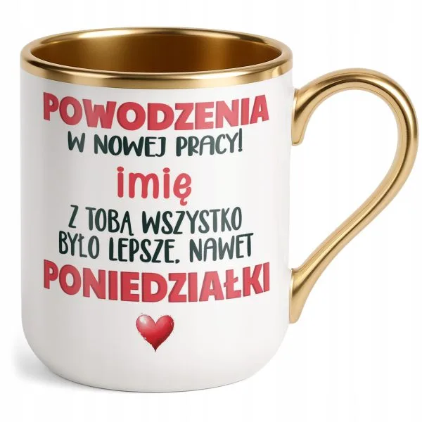Kubek Premium Złoty Personalizowany Pożeganie Odejście z Pracy Prezent