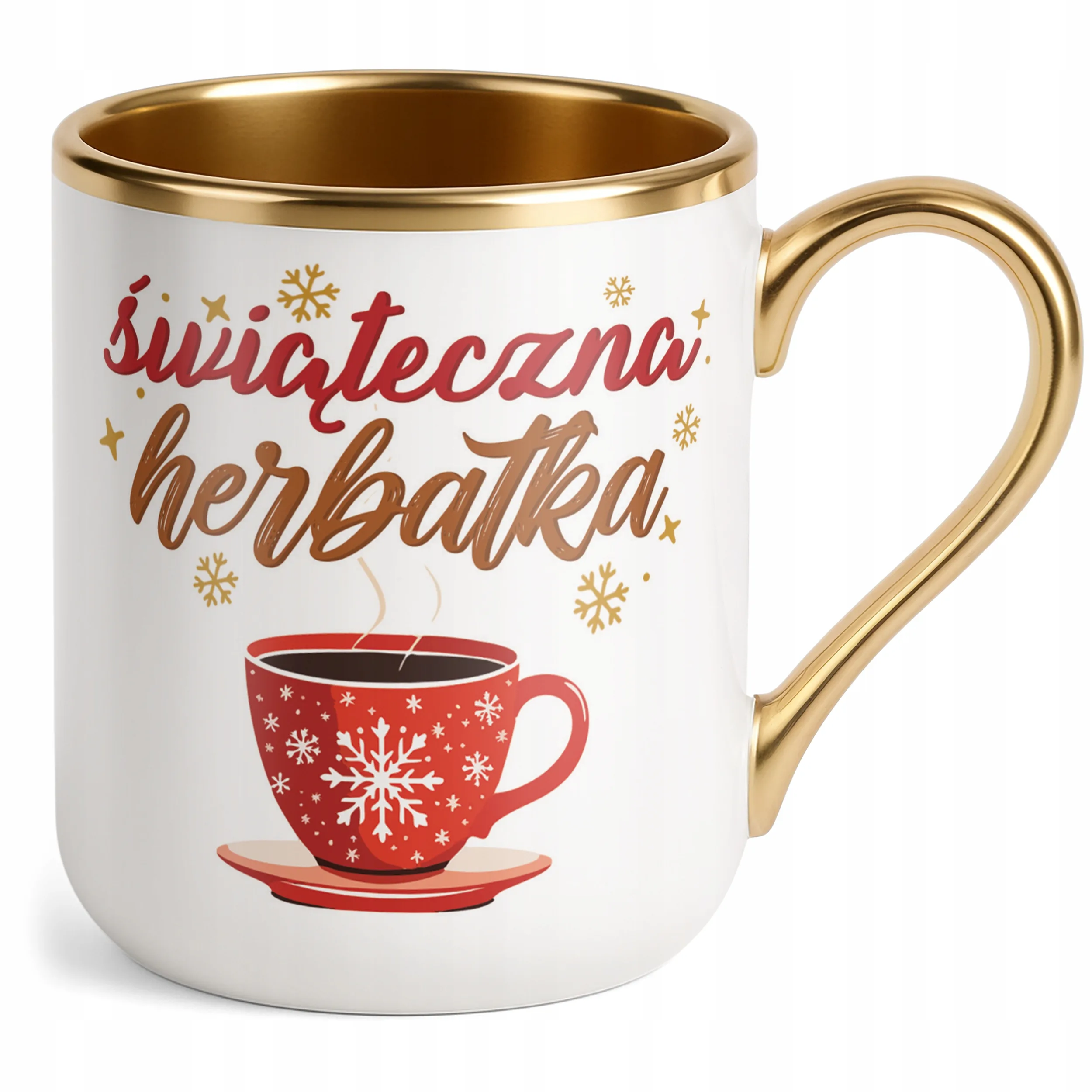 Kubek Premium Złoty Świąteczny Świąteczna Herbatka Boże Narodzenie