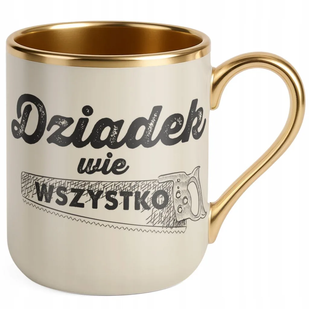Kubek Premium Złoty Ecru Dzień Dziadka Dla Dziadka Prezent Upominek