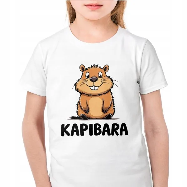 Koszulka biała dziecięca Kapibara Capybara Zwierzak