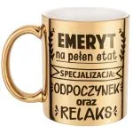 Złoty Kubek ceramiczny z okazji Emerytury Dla Emeryta Prezent Upominek