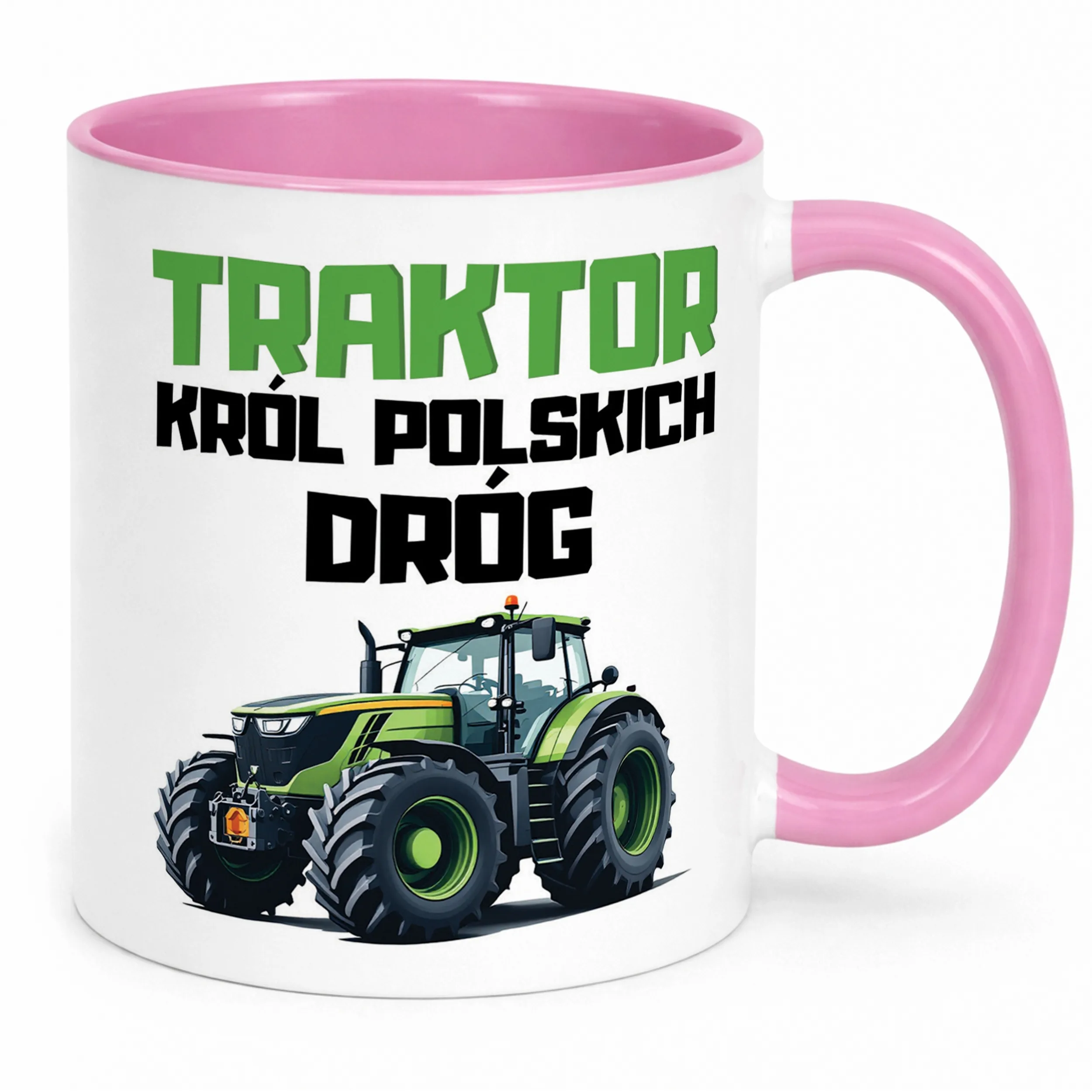 Kubek Różowy Rolnik Dla Rolnika Traktor Zabawny Prezent Upominek