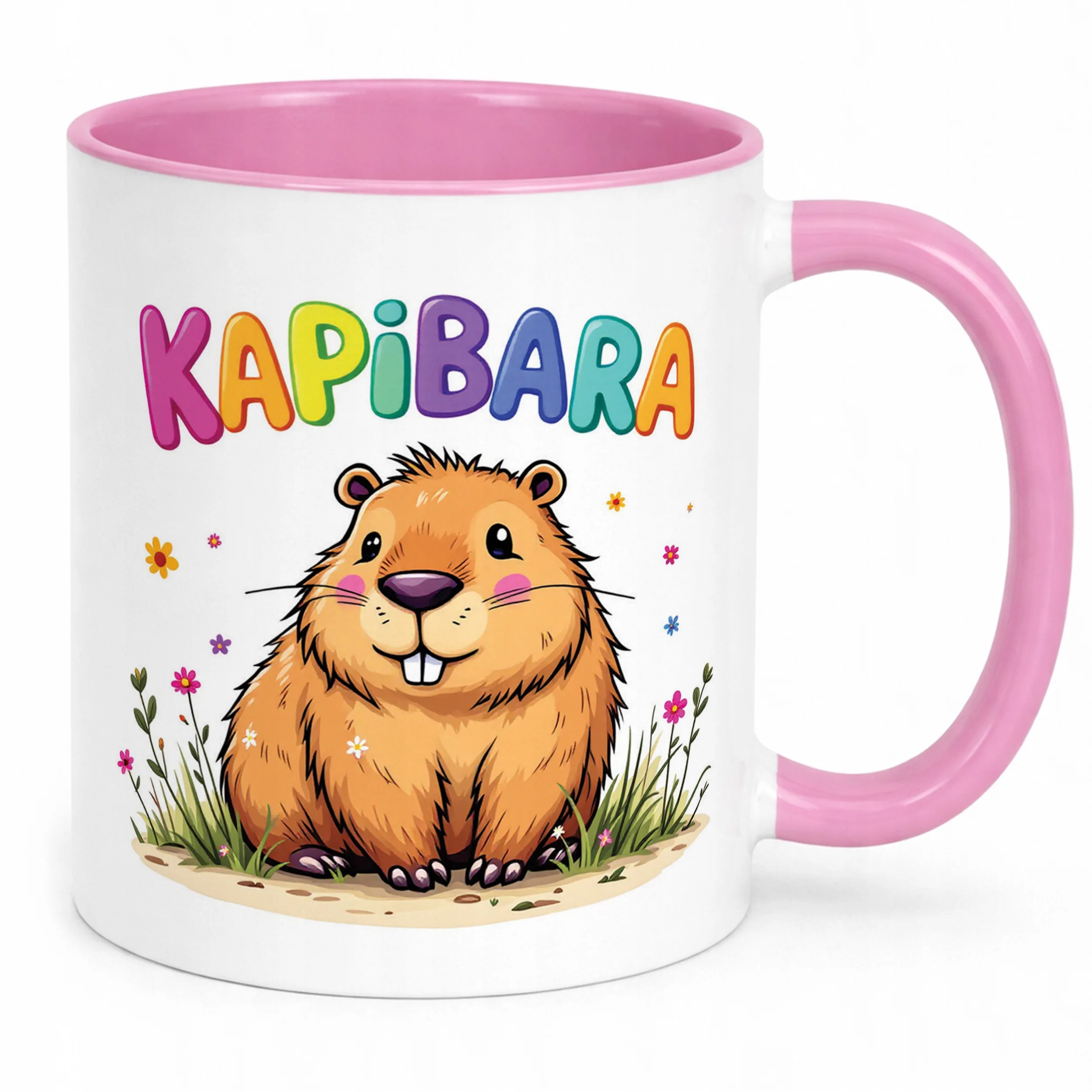 Kubek Różowy Kapibara Capybara Zwierzak Słodki Dla Dzieci Prezent